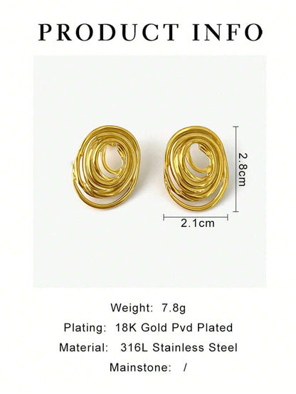 Oval Line Cut Designer Earrings