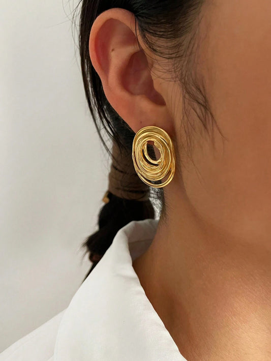 Oval Line Cut Designer Earrings