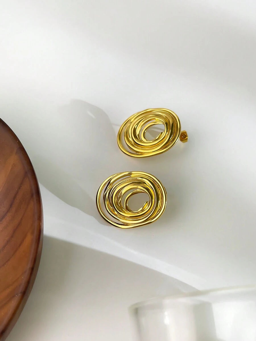 Oval Line Cut Designer Earrings