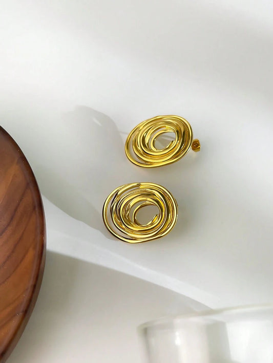 Oval Line Cut Designer Earrings
