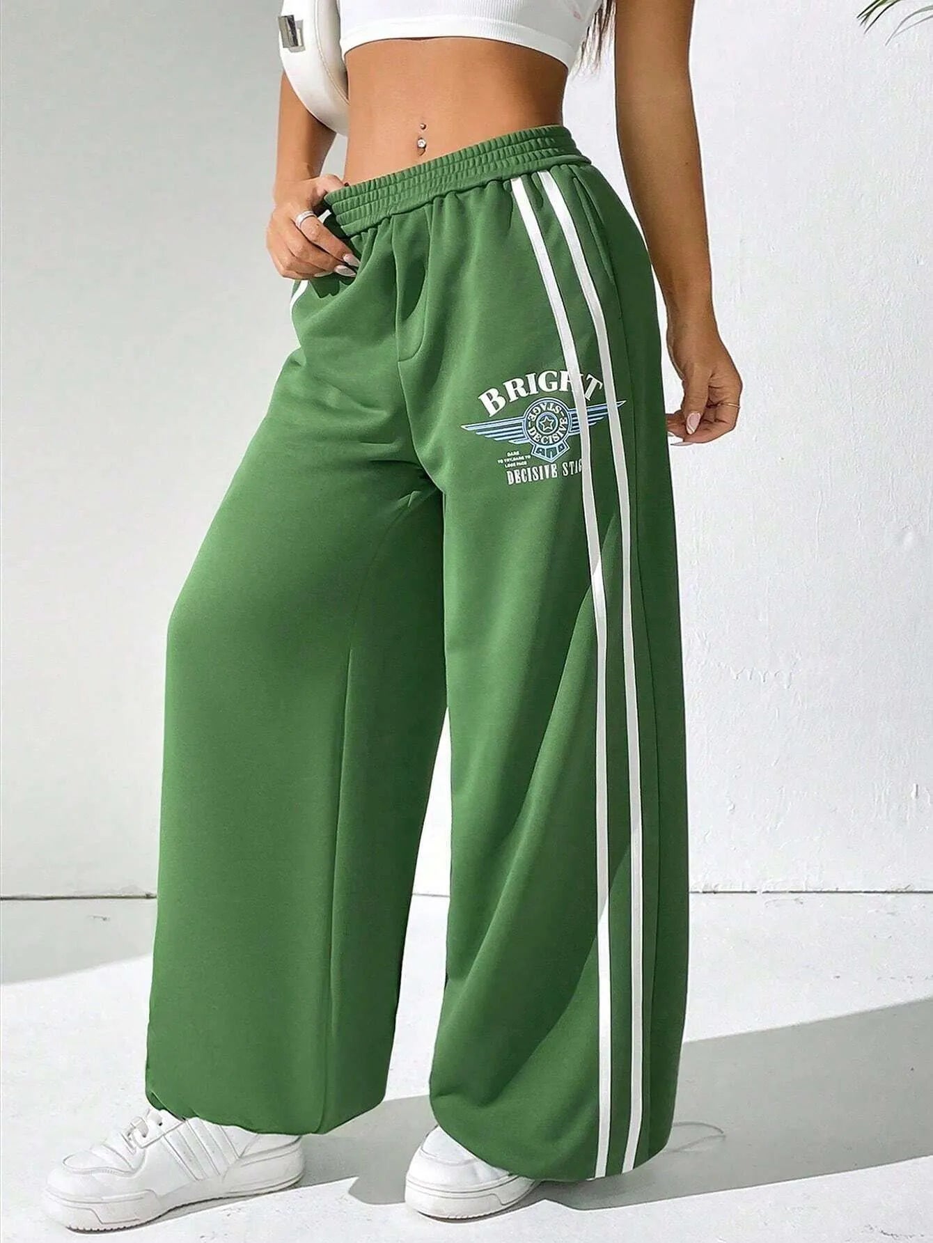 BRIGHT Striped Wide Leg Pants