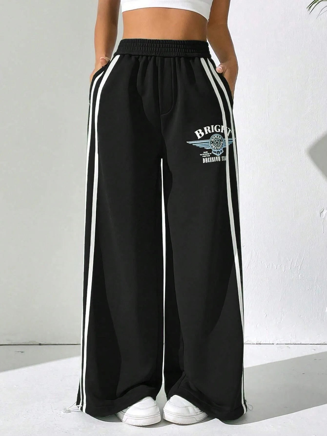 BRIGHT Striped Wide Leg  Pants