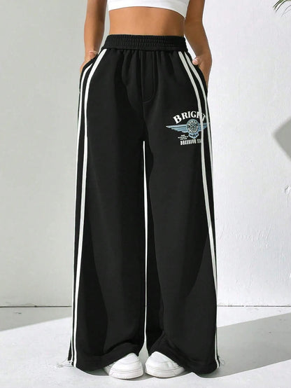 BRIGHT Striped Wide Leg  Pants