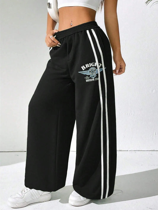 BRIGHT Striped Wide Leg  Pants