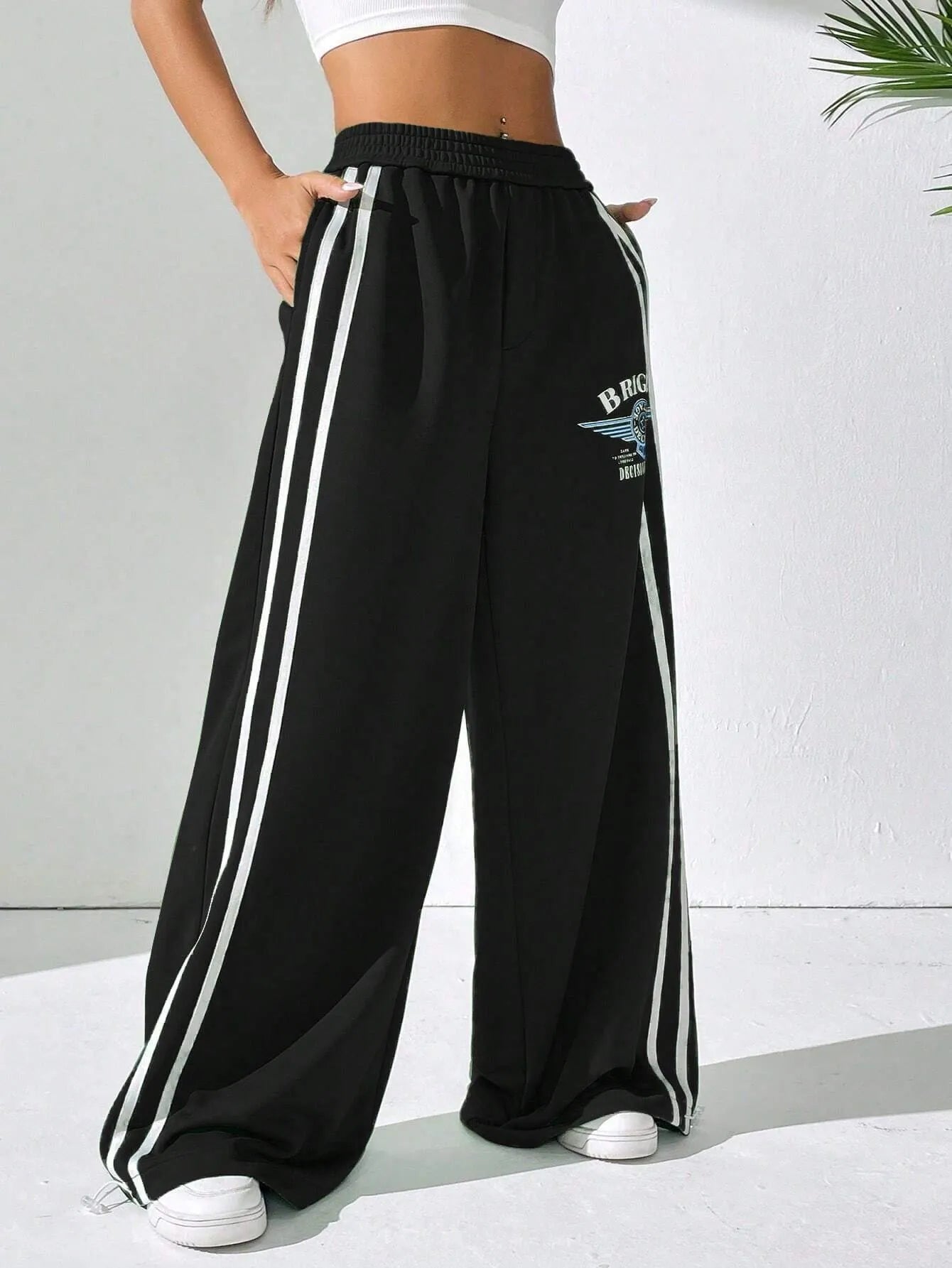 BRIGHT Striped Wide Leg  Pants