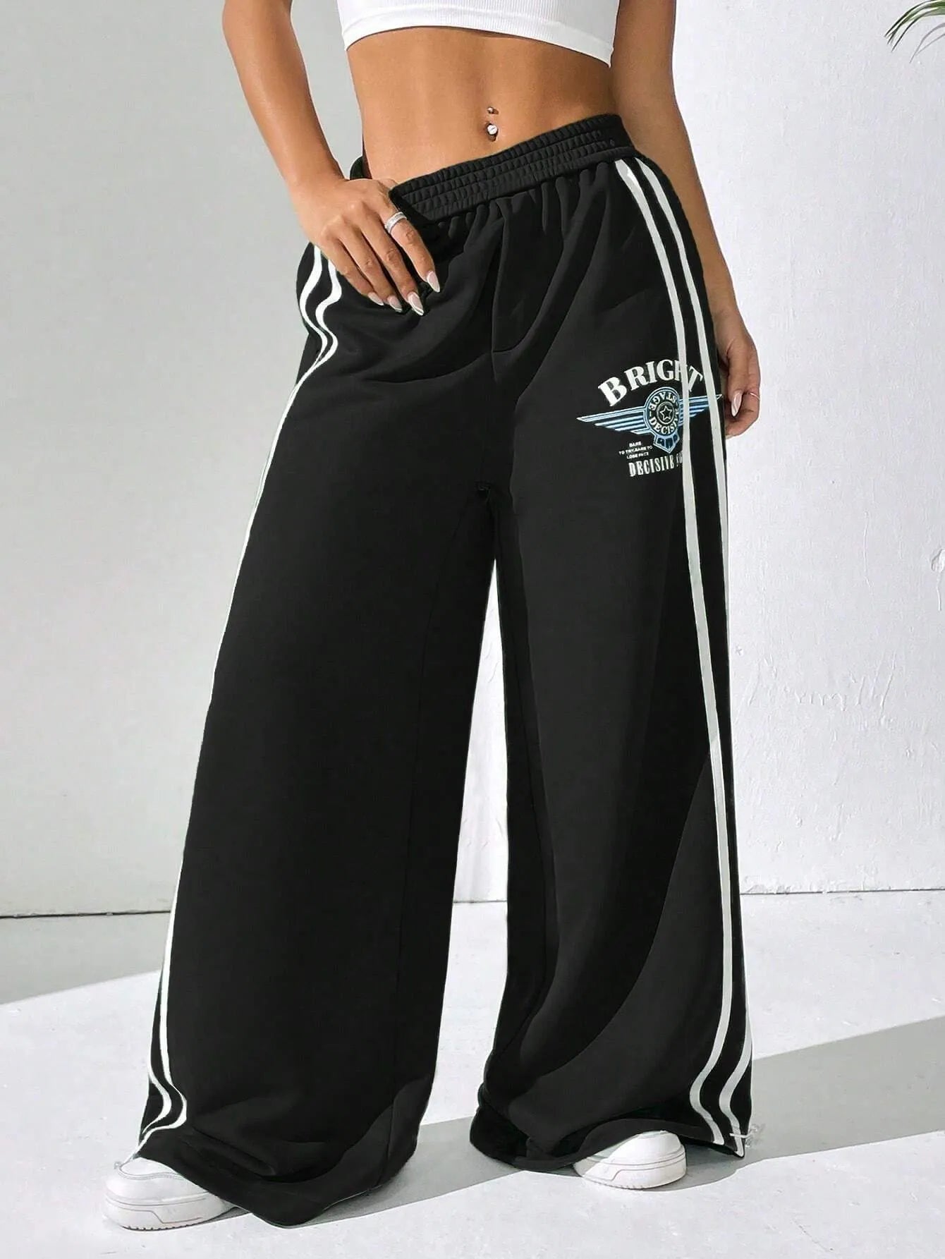 BRIGHT Striped Wide Leg  Pants