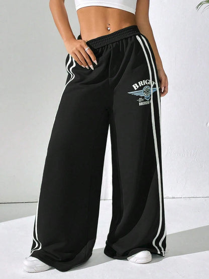 BRIGHT Striped Wide Leg  Pants