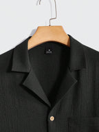 Solid Button Front Pocket Shirt And Pants Set