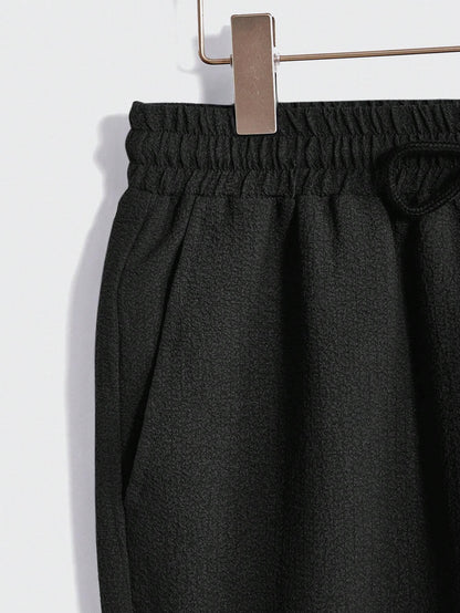 Solid Button Front Pocket Shirt And Pants Set