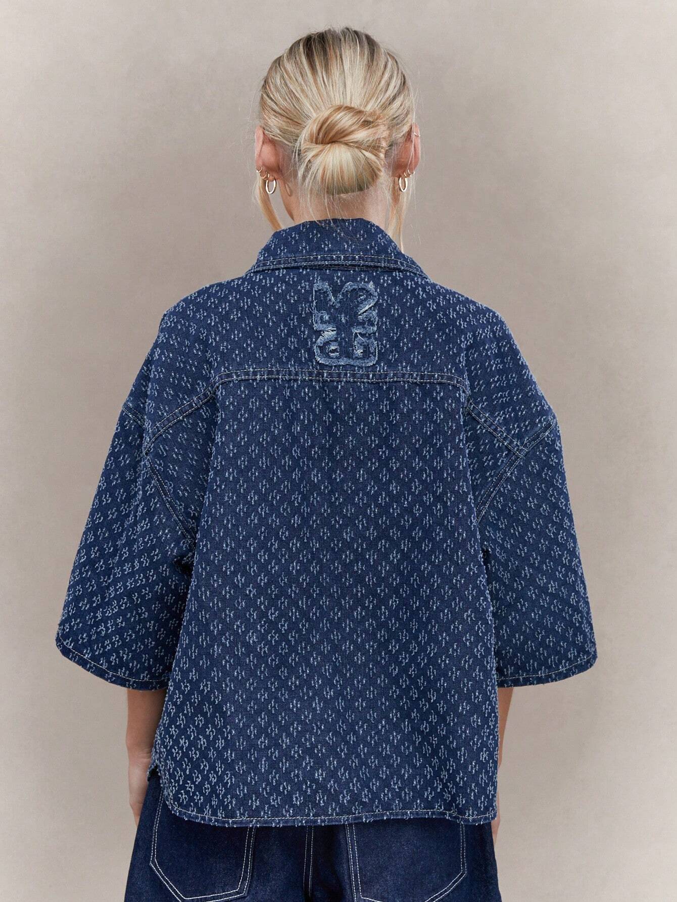Embroidered Oversized Denim Shirt