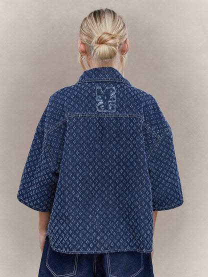 Embroidered Oversized Denim Shirt