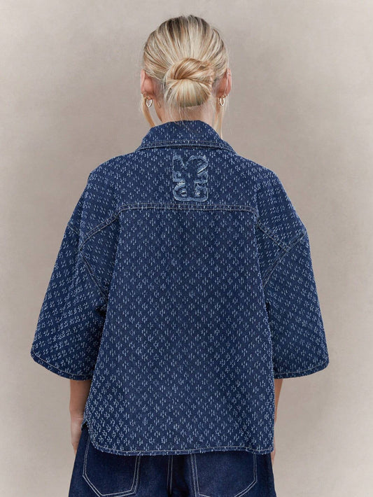 Embroidered Oversized Denim Shirt