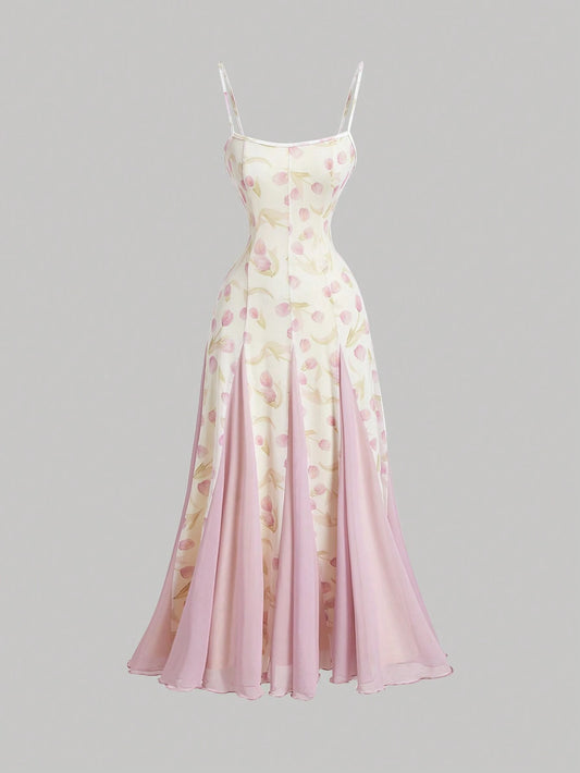 Floral patterned dress on a gray background