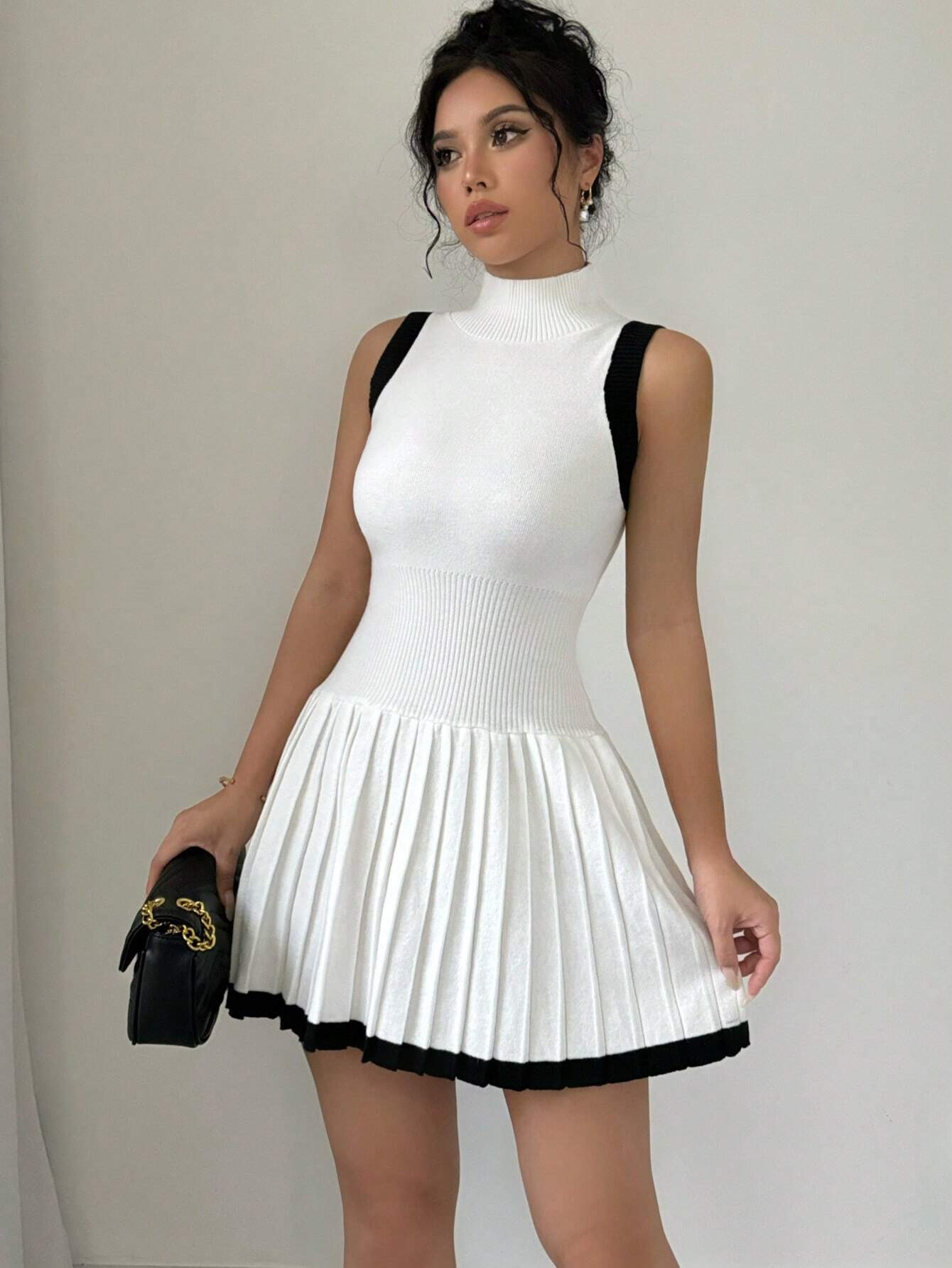 Pleated Sweater Dress