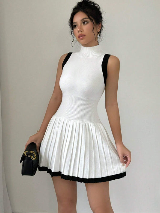 Pleated Sweater Dress
