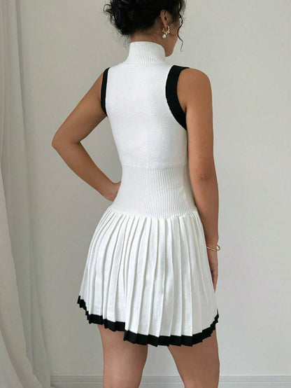 Pleated Sweater Dress
