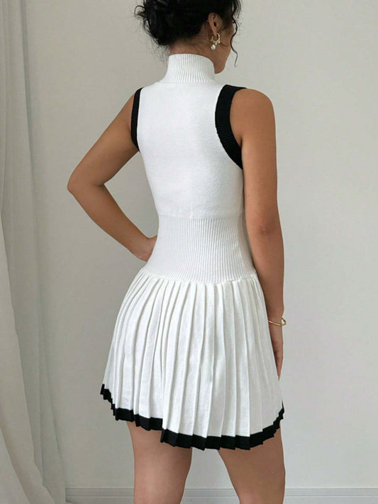 Pleated Sweater Dress