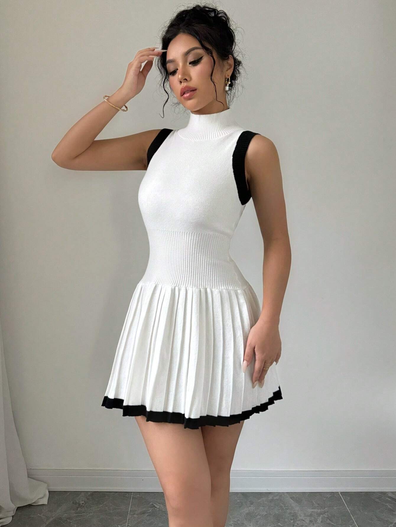 Pleated Sweater Dress