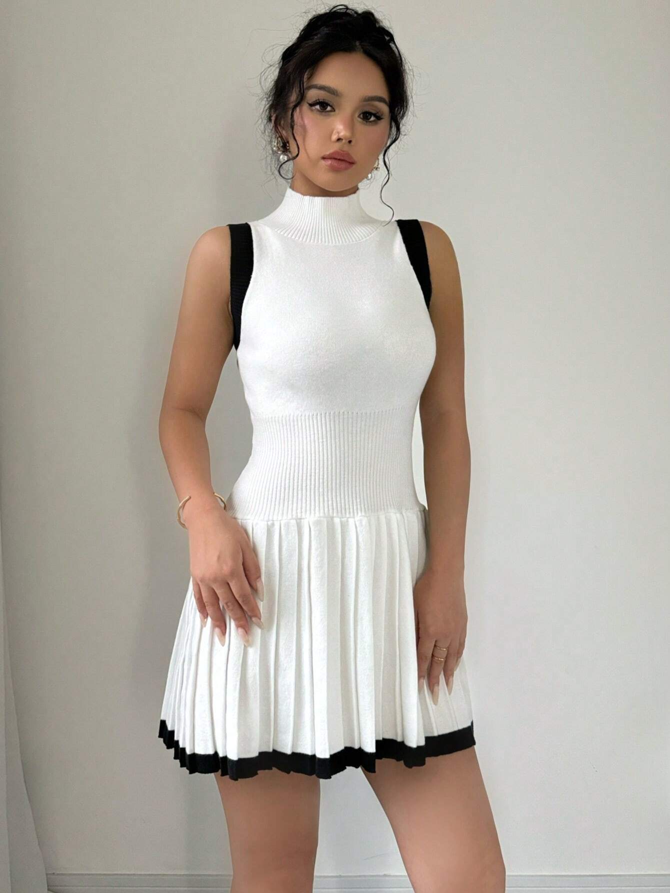 Pleated Sweater Dress