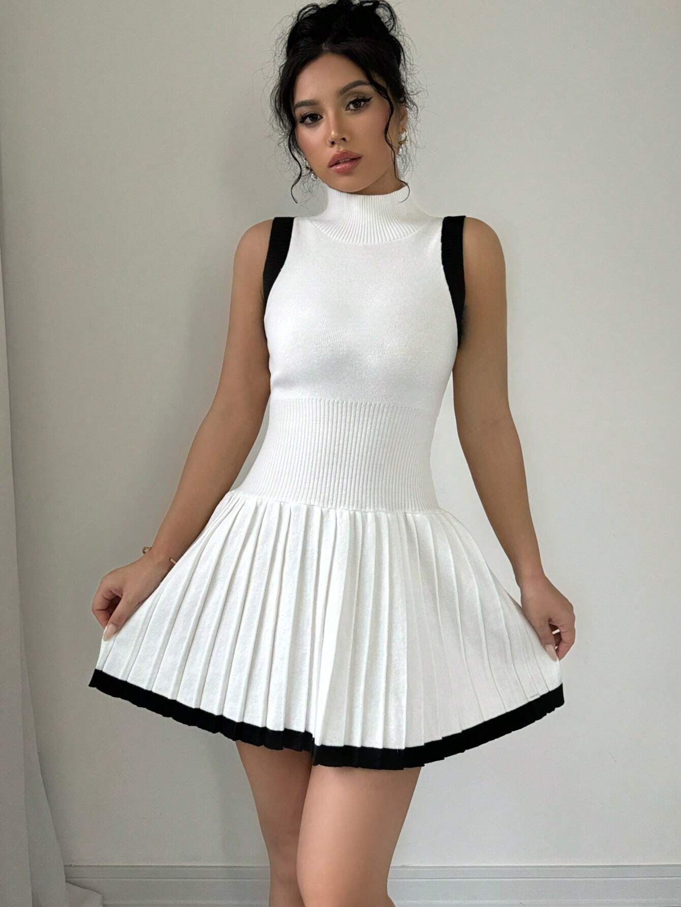 Pleated Sweater Dress