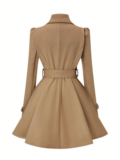 Double-Breasted Woolen Coat