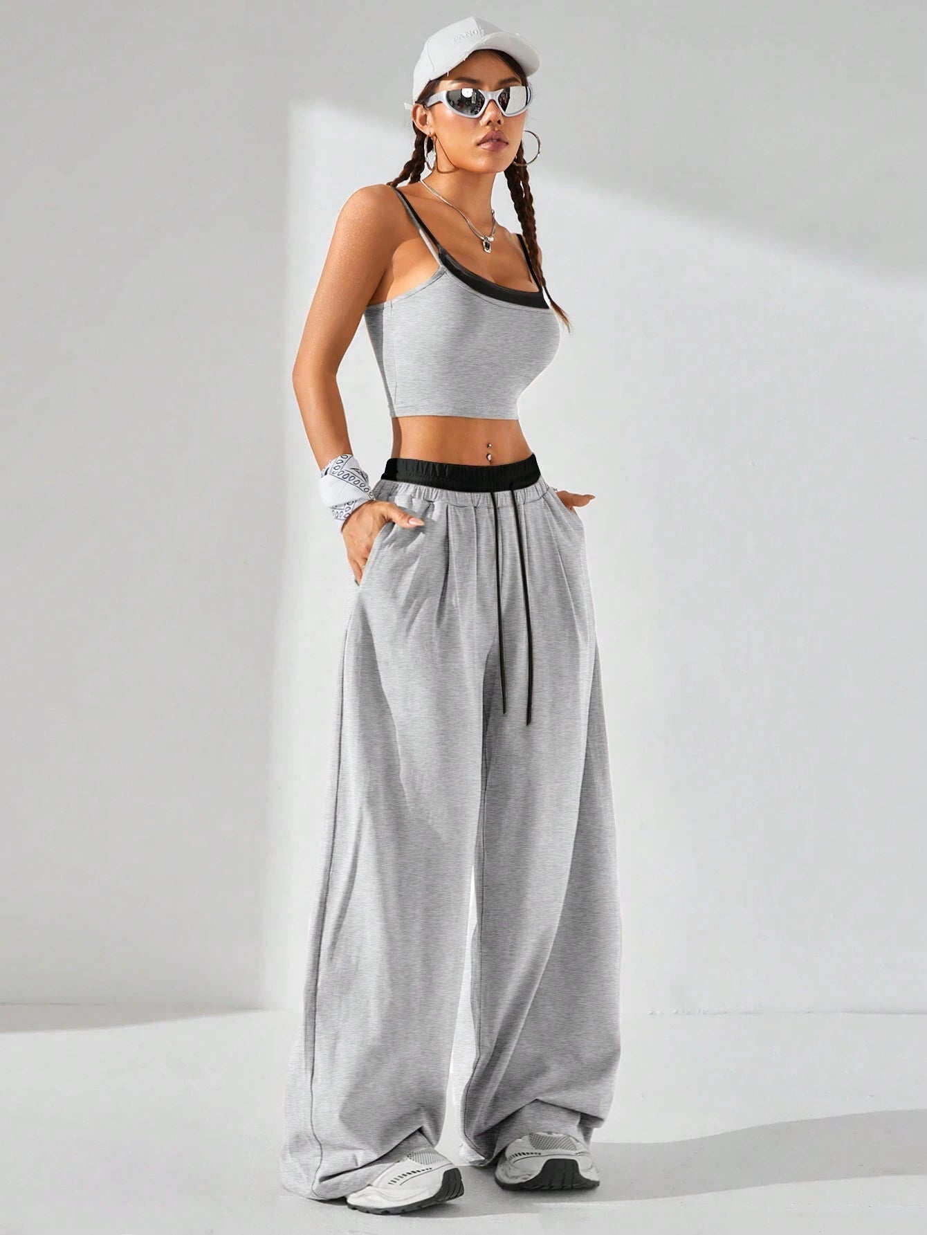 Casual Knit Tank Tops & Sweatpants Sets