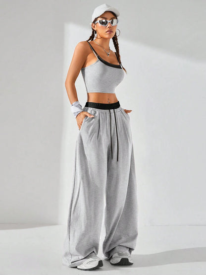 Casual Knit Tank Tops & Sweatpants Sets