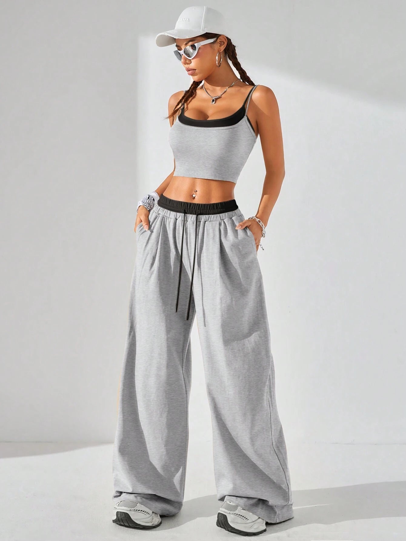 Casual Knit Tank Tops & Sweatpants Sets