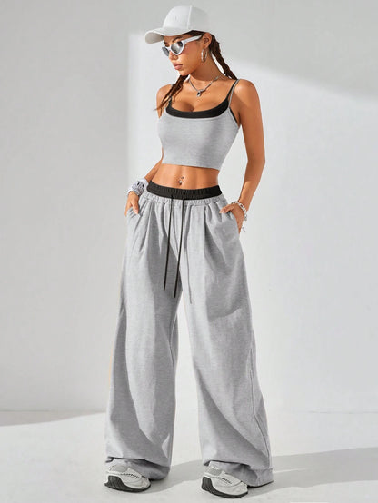 Casual Knit Tank Tops & Sweatpants Sets