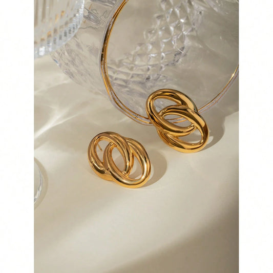 Geometric Double Oval Hollow Earrings
