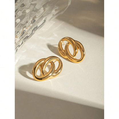 Geometric Double Oval Hollow Earrings