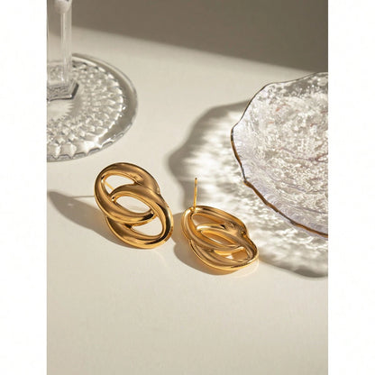 Geometric Double Oval Hollow Earrings