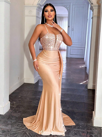 Elegant Spaghetti Strap Slim Fit Maxi Dress