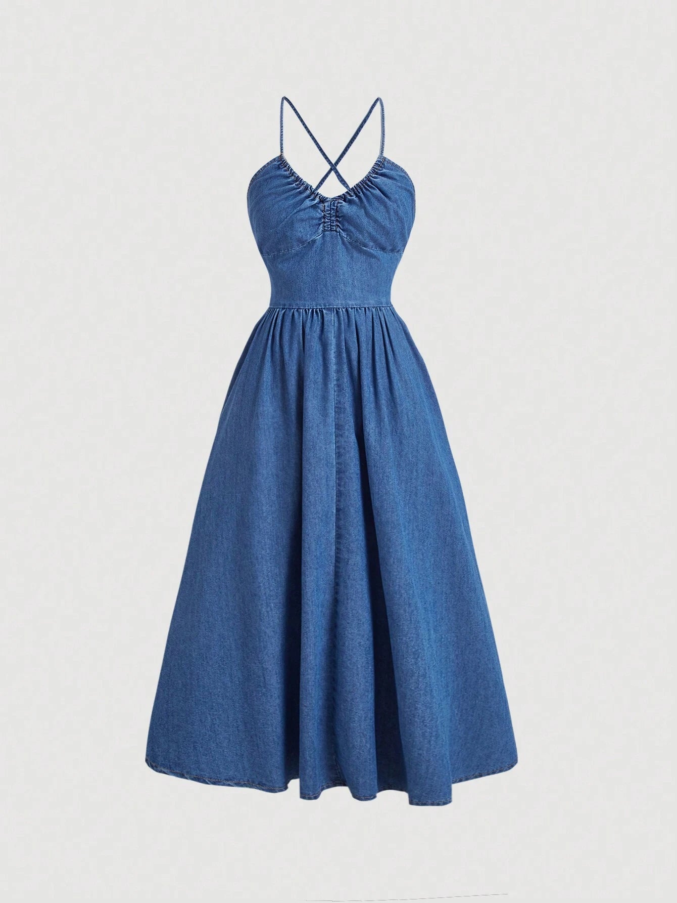 Cinched Waist Denim Slip Dress