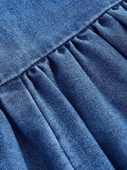 Cinched Waist Denim Slip Dress
