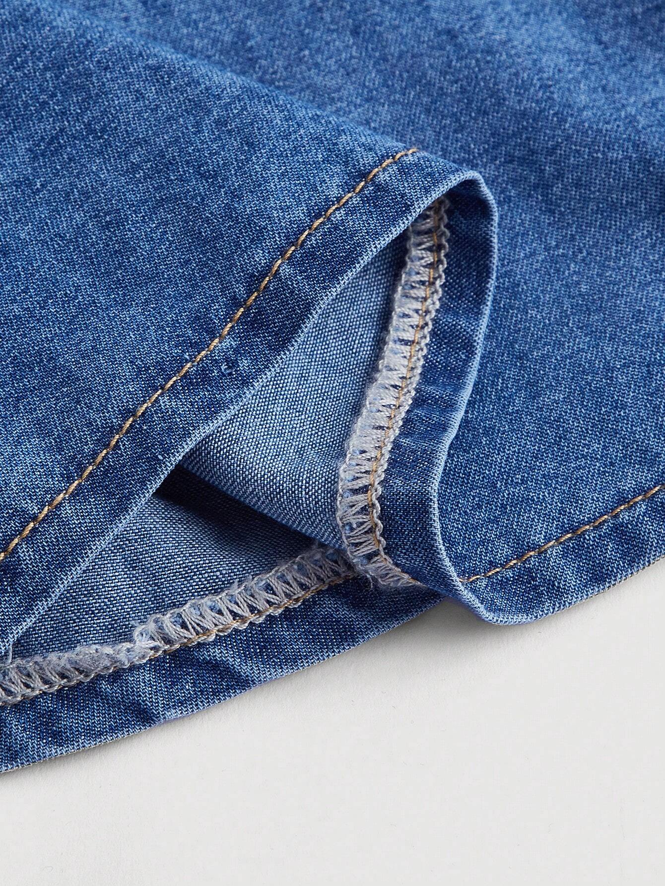 Cinched Waist Denim Slip Dress
