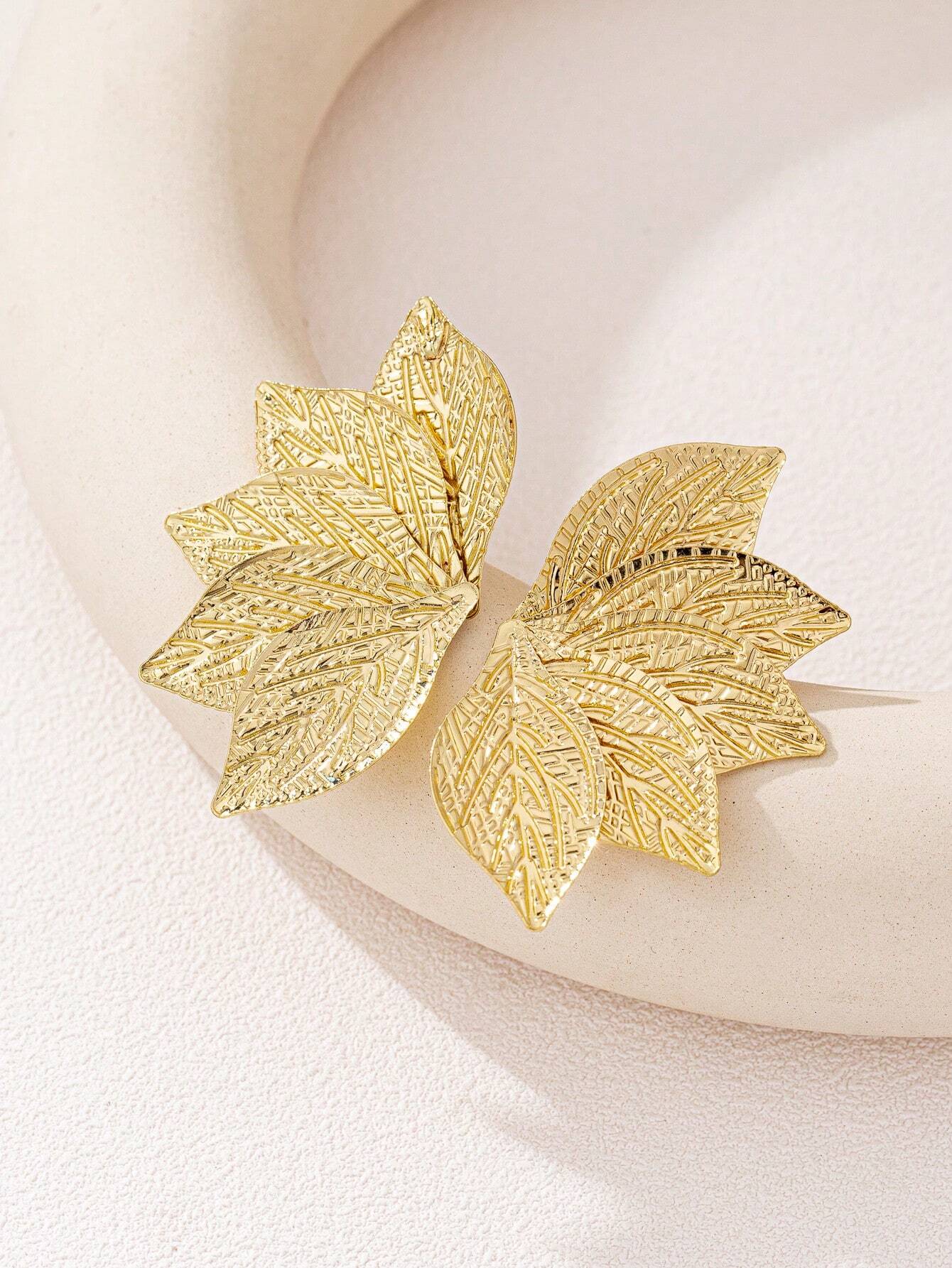 Elegant Textured Leaf Earrings