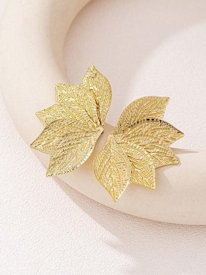 Elegant Textured Leaf Earrings