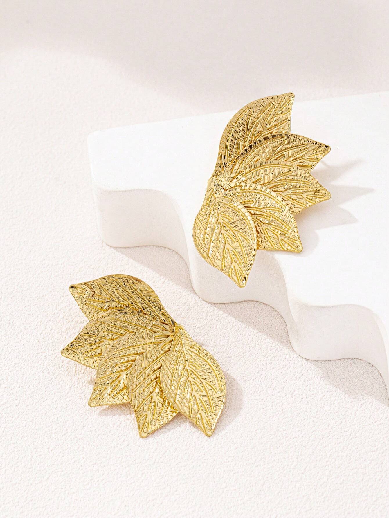 Elegant Textured Leaf Earrings