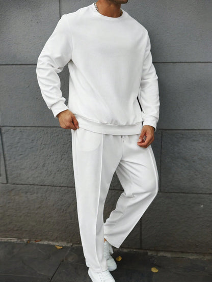 Solid Sweatshirt And Sweatpants Set