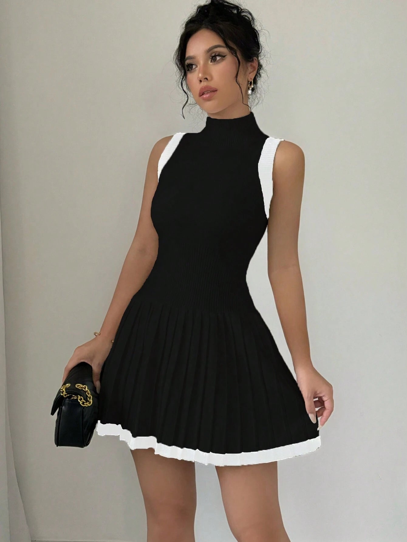 Pleated Sweater  Dress