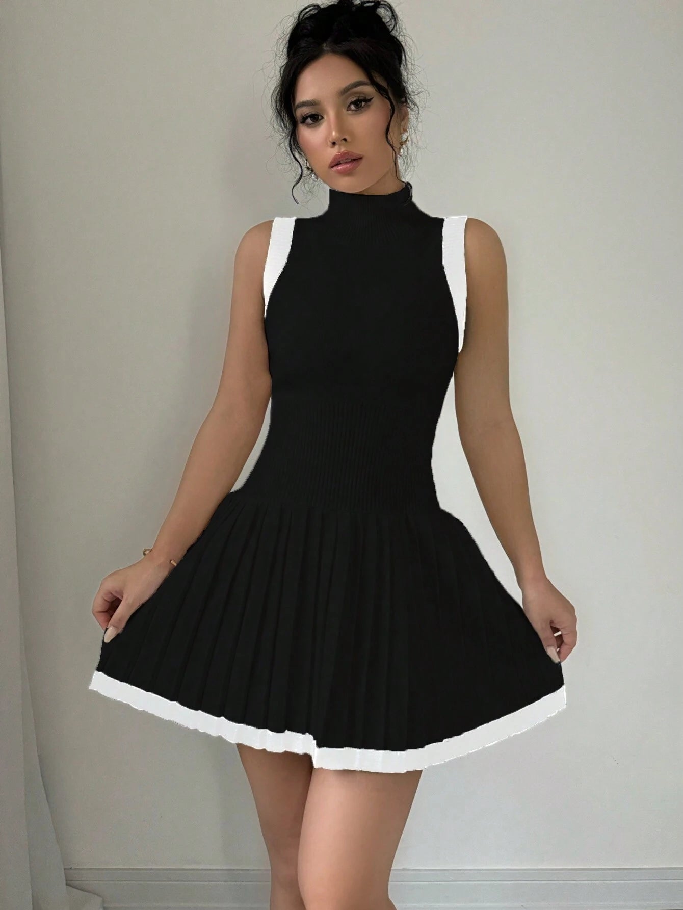 Pleated Sweater  Dress