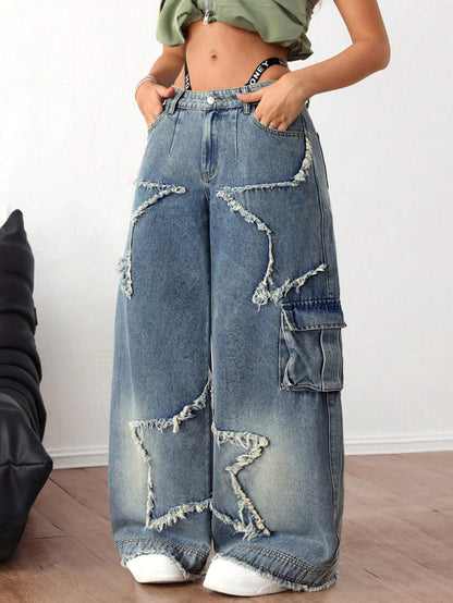 Pentagram Patch Baggy Jeans
