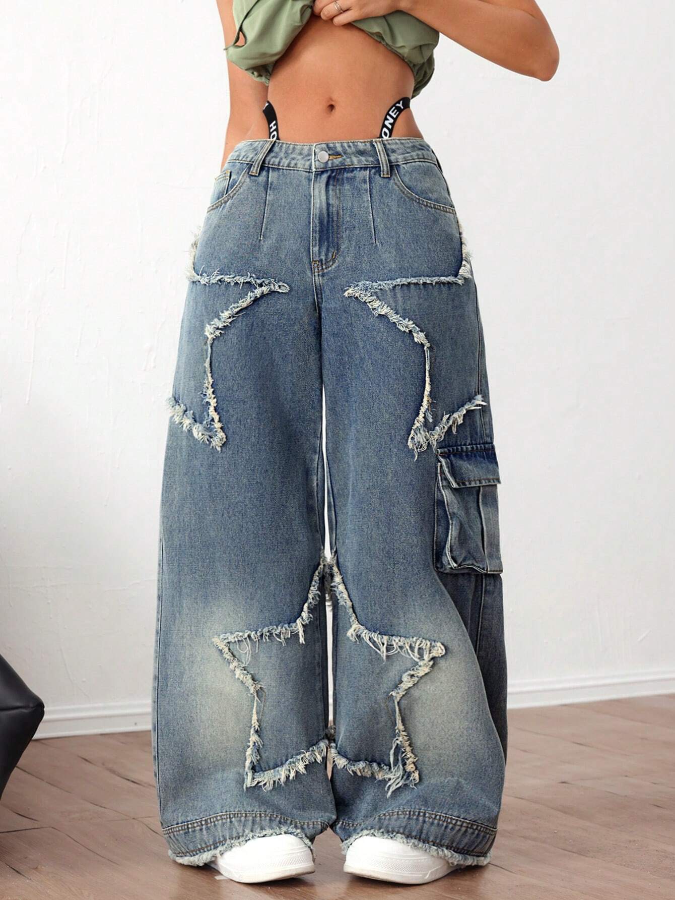 Pentagram Patch Baggy Jeans