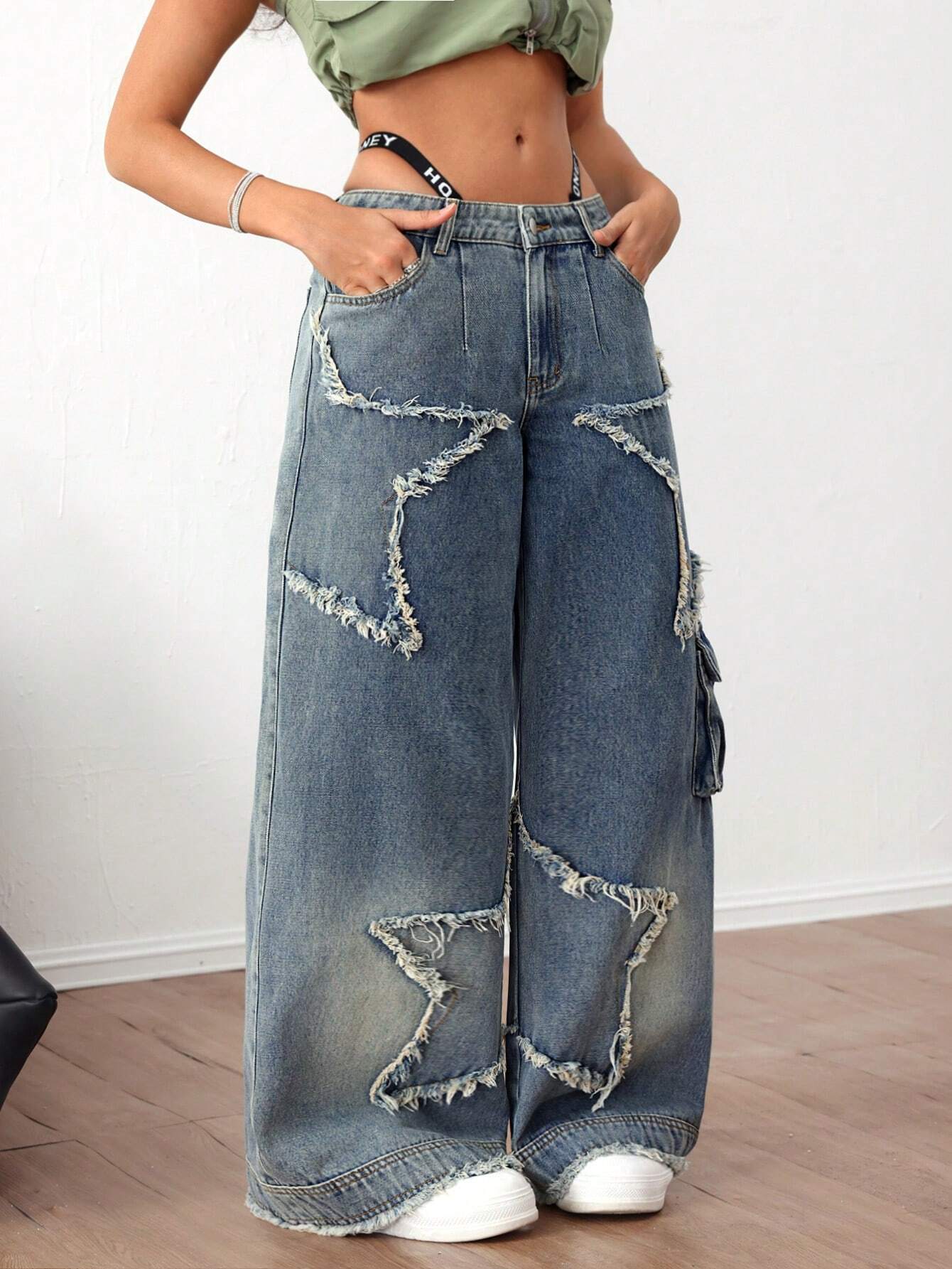 Pentagram Patch Baggy Jeans