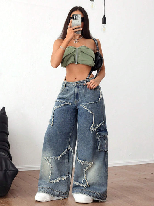 Pentagram Patch Baggy Jeans