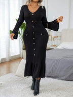 Elegant Flare Sleeve Sweater  Dress