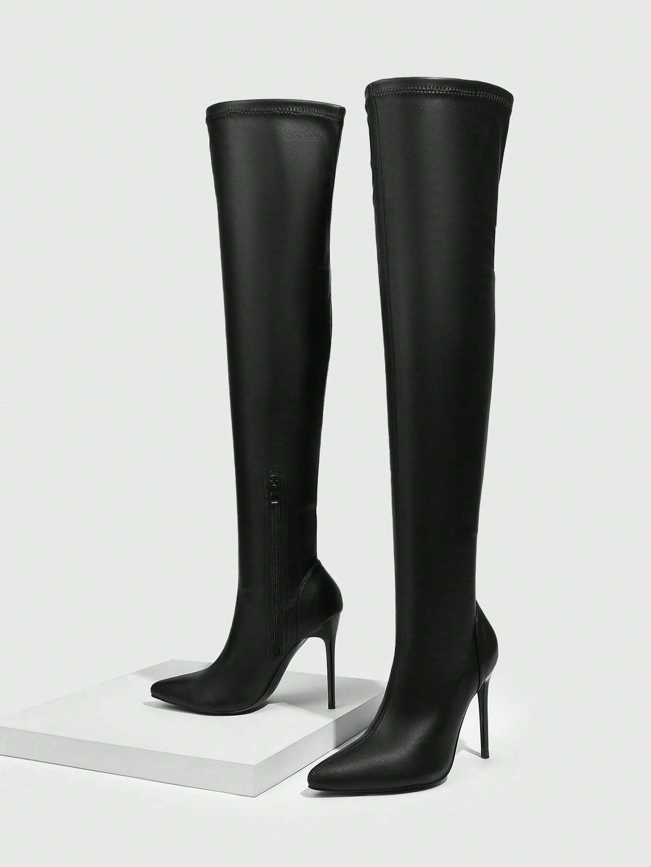 Pointed Toe Thigh High Boots