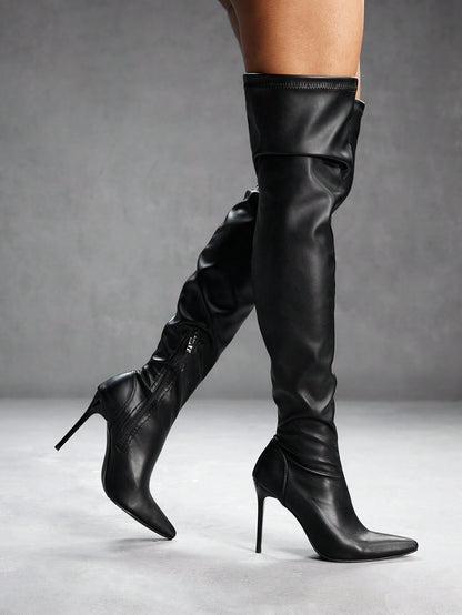 Pointed Toe Thigh High Boots