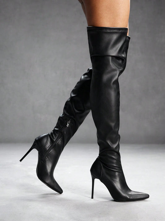 Pointed Toe Thigh High Boots